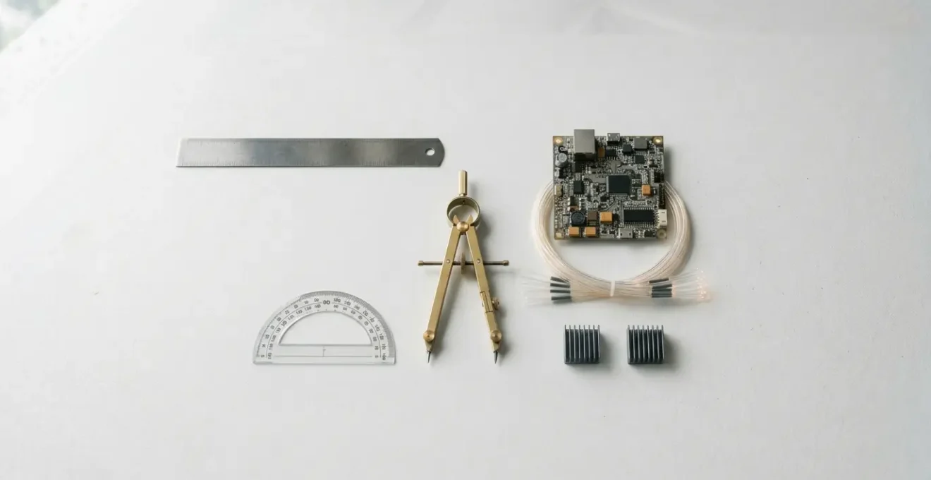 A visual metaphor showing the balance between aesthetic design and technical performance in web development