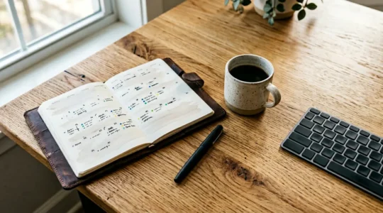 Professional business workspace showing CRM workflow and customer relationship management