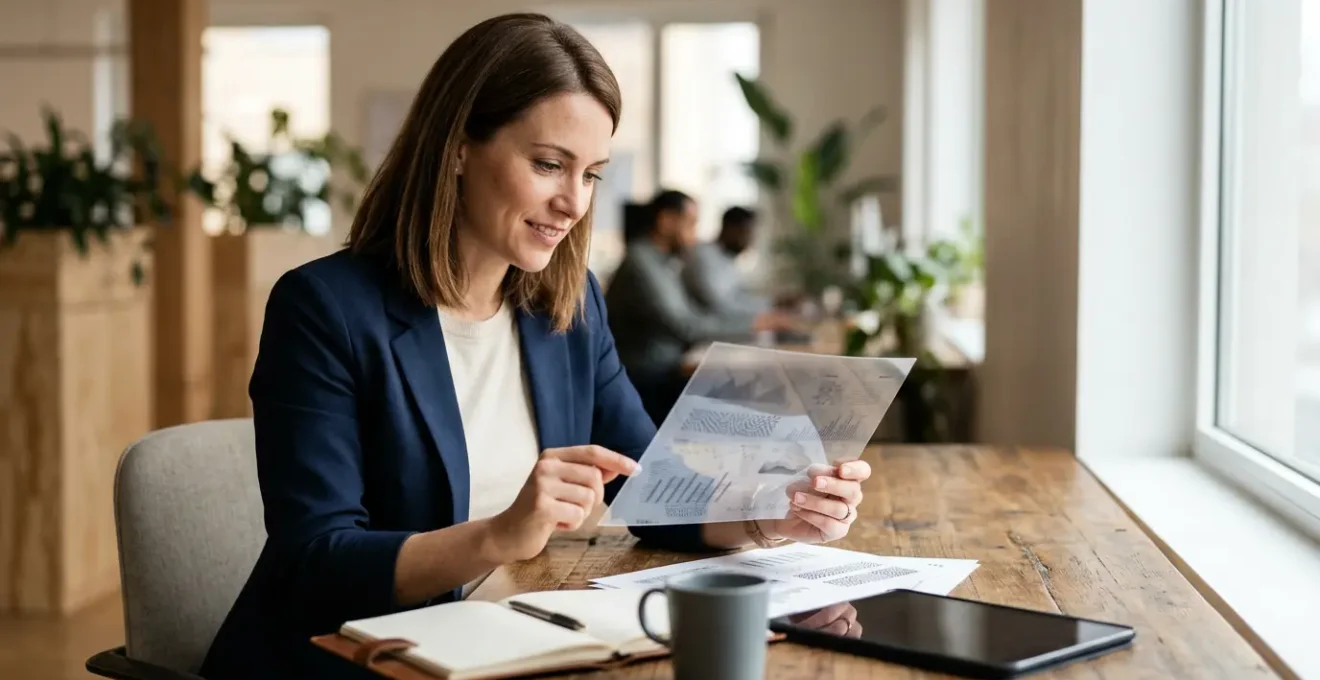 Professional setting showing authentic business interaction focused on transparency and trust building