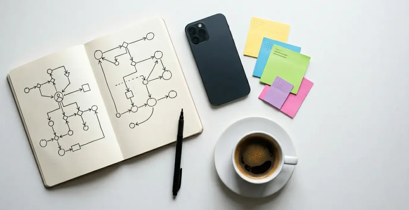 Professional editorial photograph showing abstract user journey analytics concept with natural lighting and clean composition